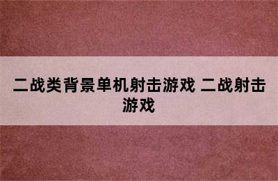 二战类背景单机射击游戏 二战射击游戏